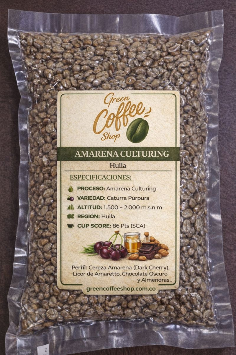 Amarena Culturing - Café Verde Sin Tostar - Huila - Co-fermentado Experimental - Para Tostar
