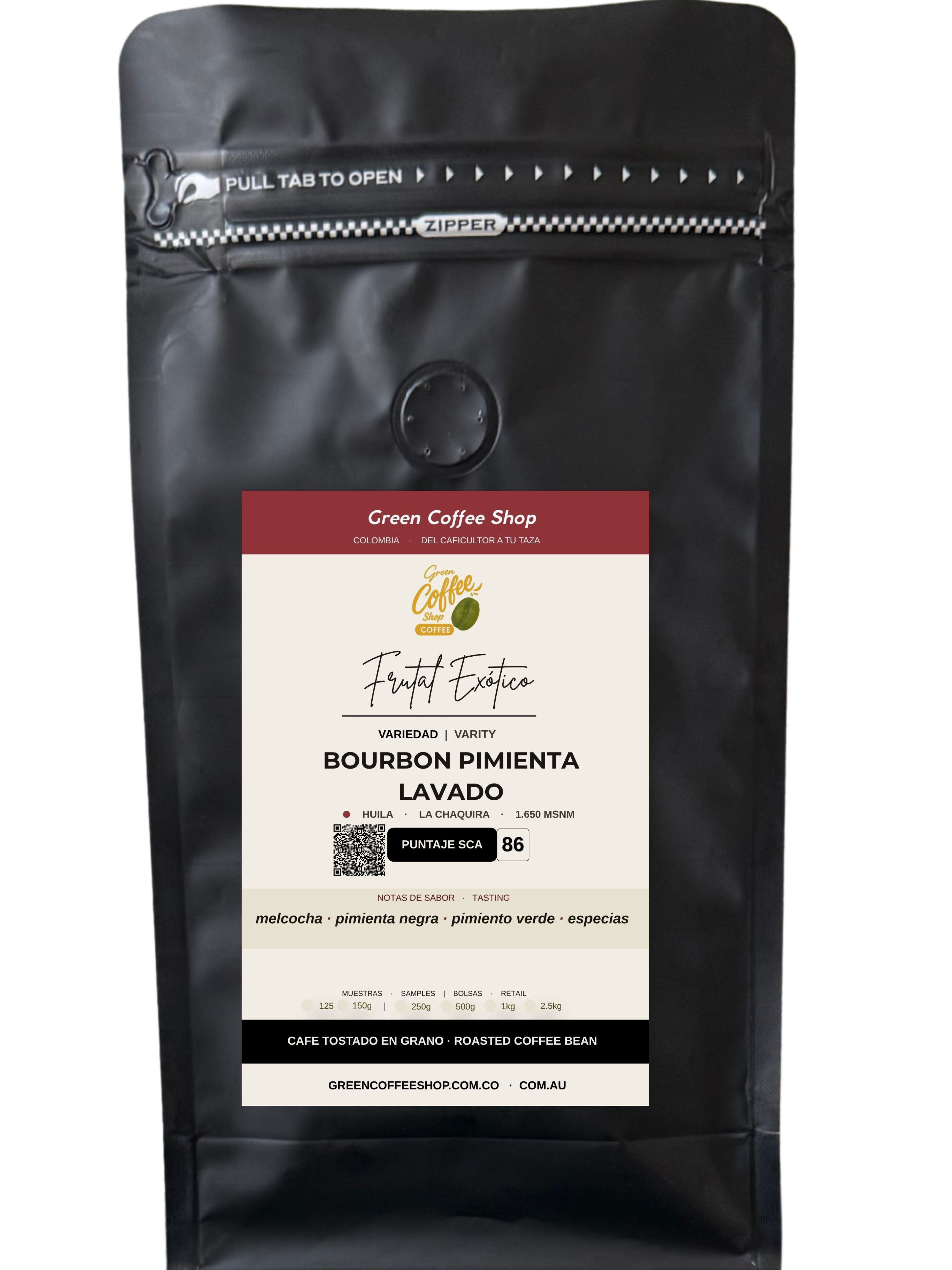 Café Bourbon Pimienta - Tostado de Especialidad (Huila) | Melcocha y Pimienta Negra