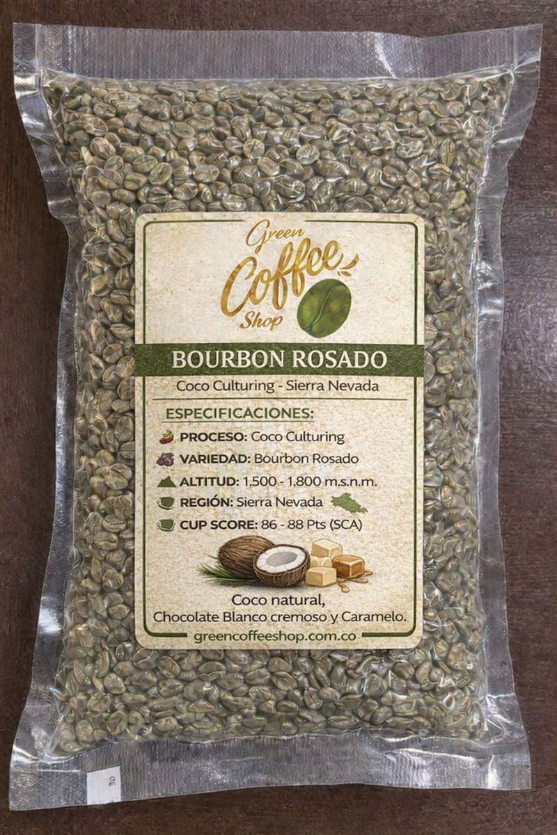 Bourbon Rosado Coco Culturing - Café Verde Sin Tostar - Sierra Nevada - Microlote Exótico - Para Tostar