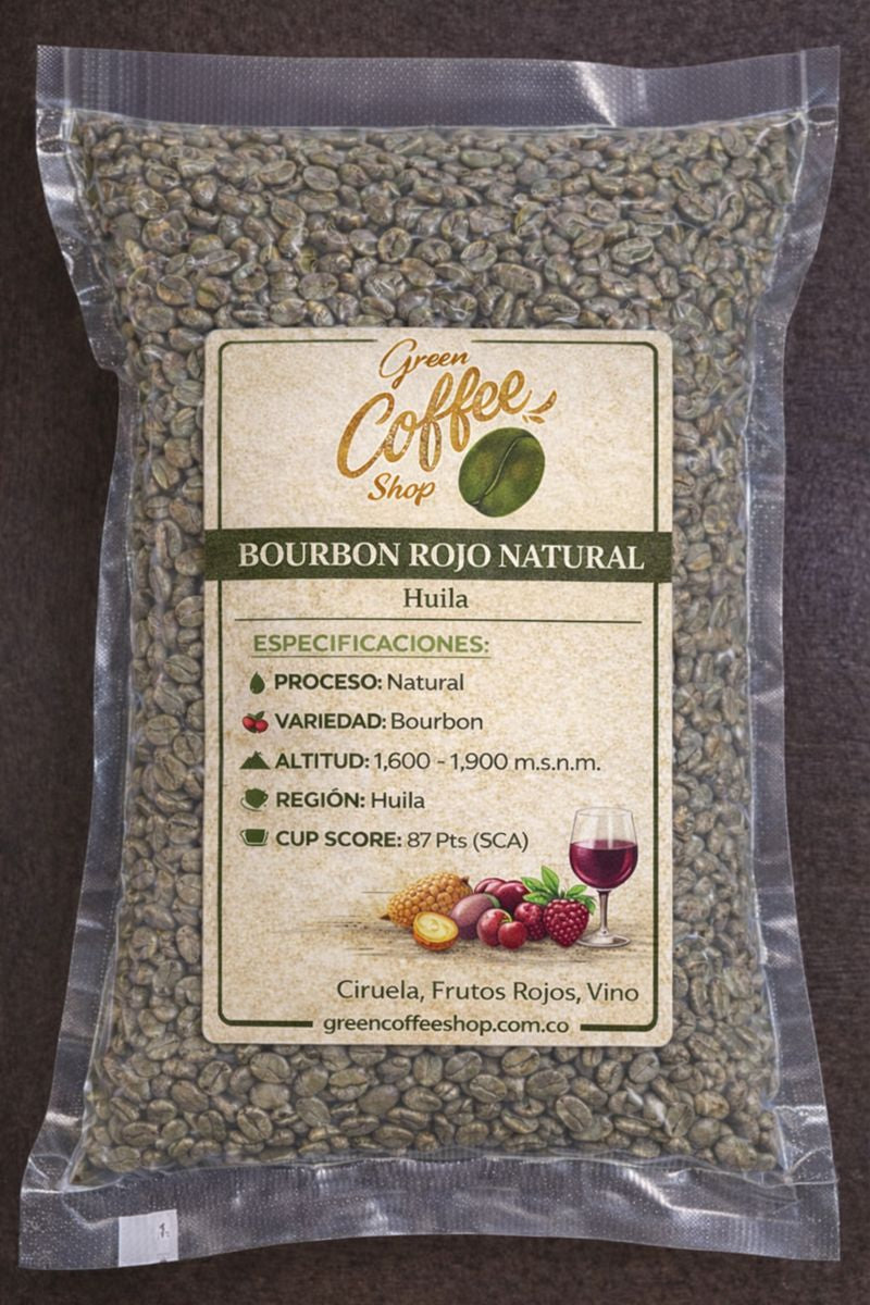 Bourbon Rojo Natural - Café Verde Sin Tostar - Huila - Microlote Exótico - Para Tostar