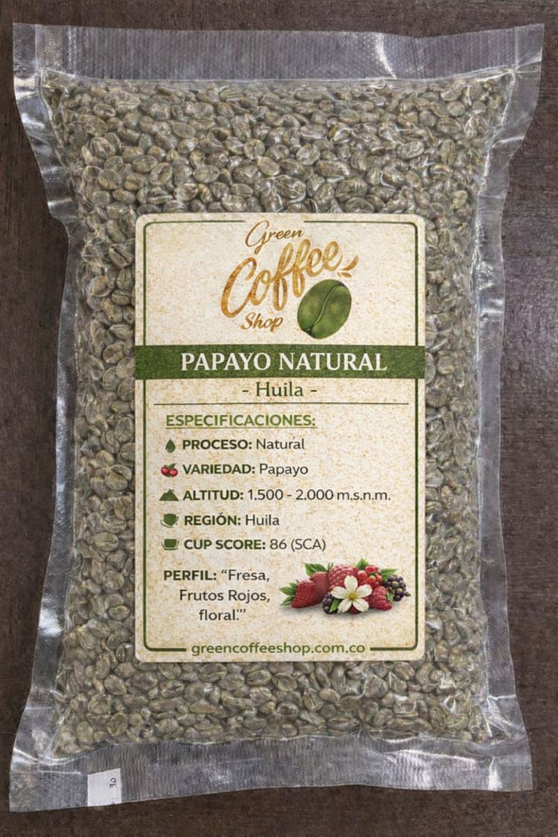 Papayo Natural - Café Verde Sin Tostar - Huila - Microlote Exótico - Para Tostar