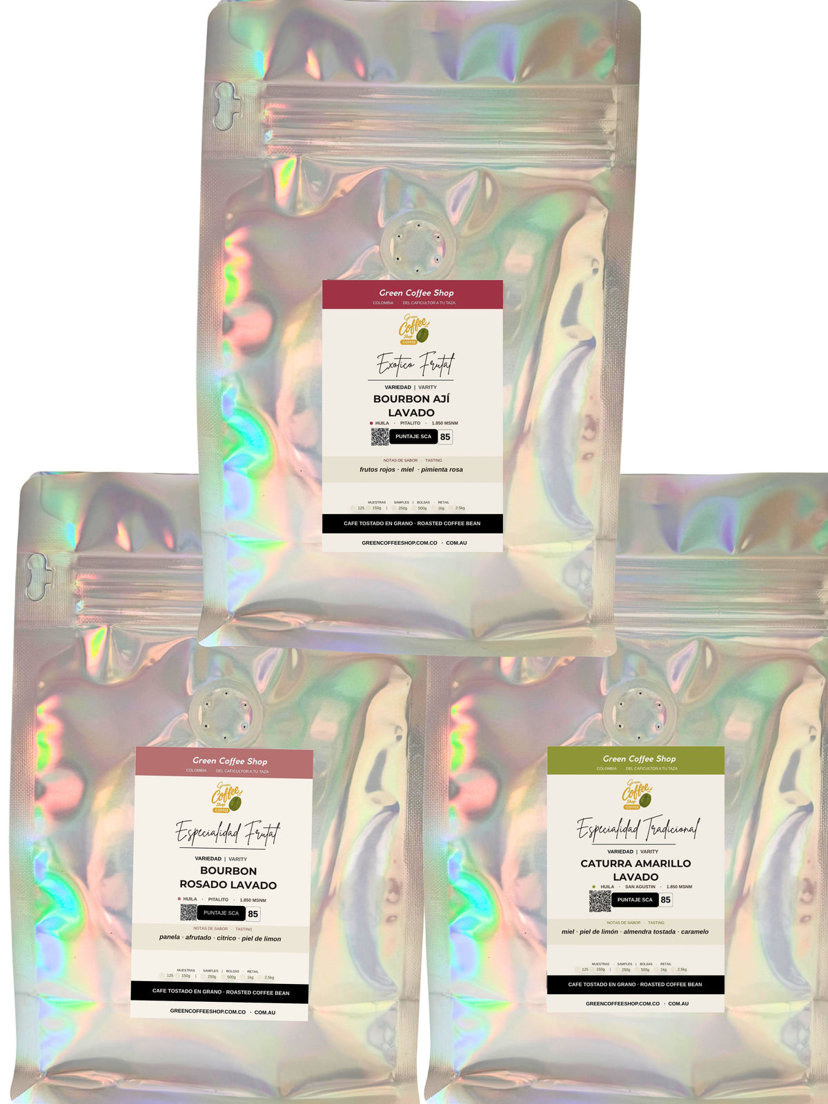 Tripack Contrastes: Bourbon Rosado, Caturra Clásico & Ají Exótico (450g)