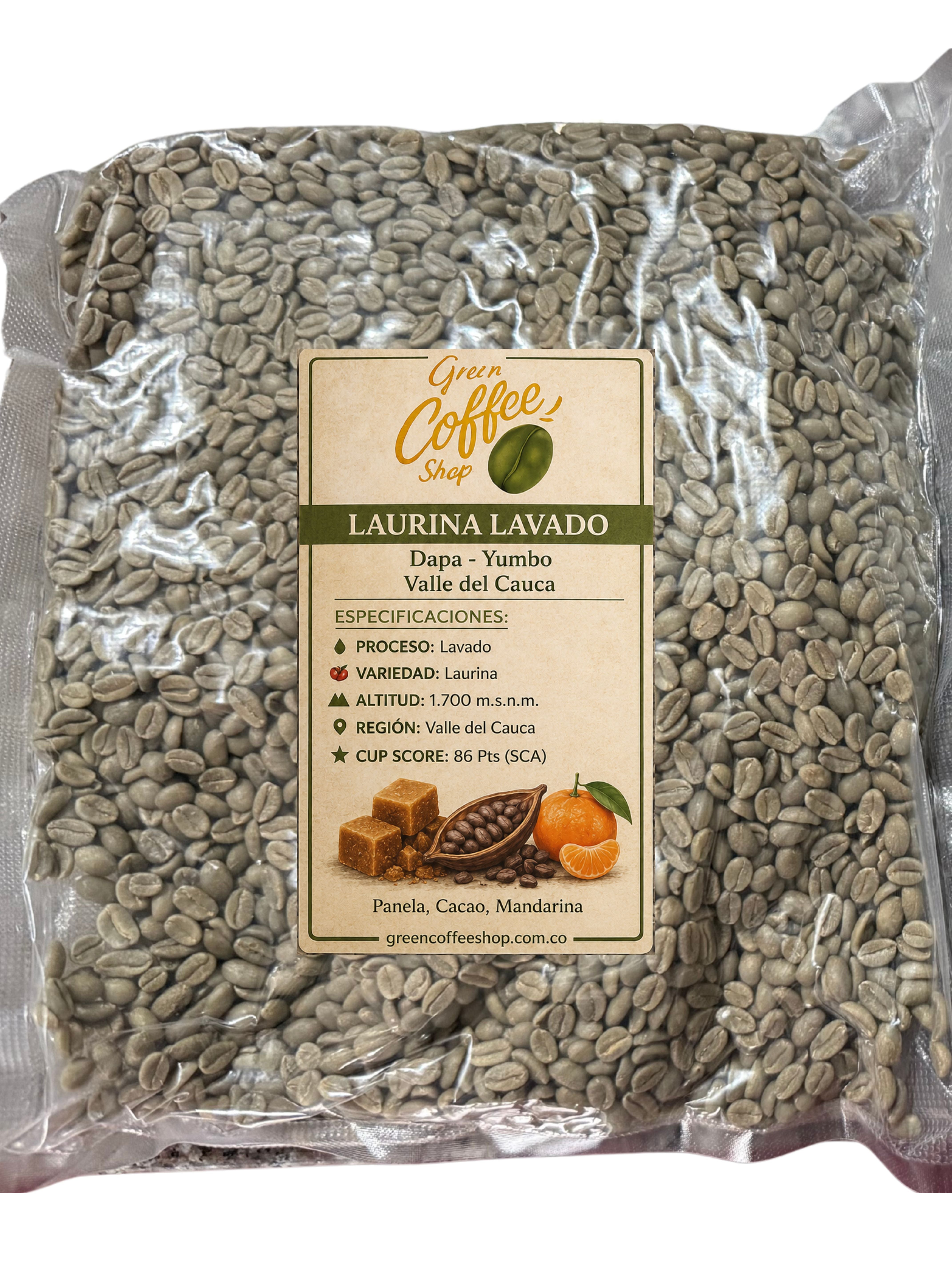 Laurina Lavado (Baja Cafeína) - Café Verde Sin Tostar - Valle del Cauca - Microlote Exótico - Para Tostar