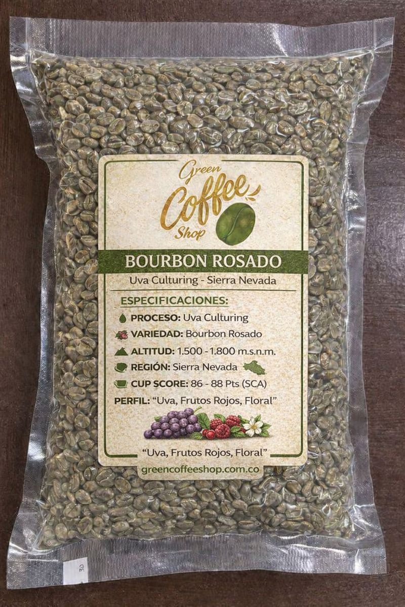 Bourbon Rosado Uva Culturing - Café Verde Sin Tostar - Sierra Nevada - Microlote Exótico - Para Tostar
