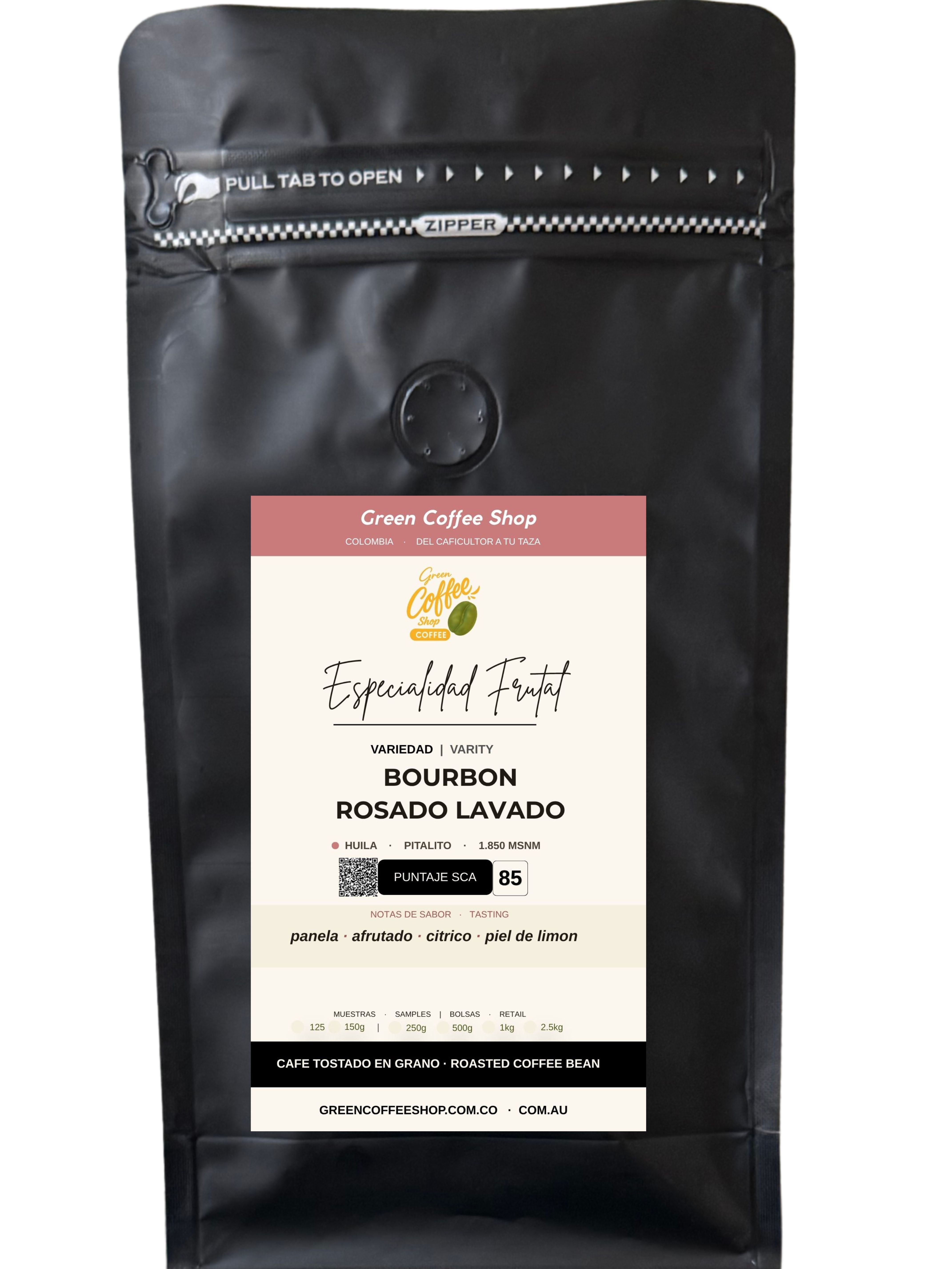 Café Bourbon Rosado Lavado - Tostado de Especialidad - Huila, Colombia