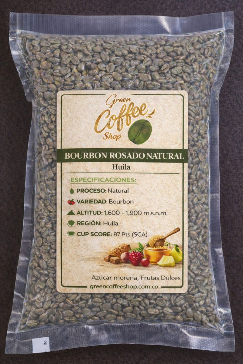 Bourbon Rosado Natural - Café Verde Sin Tostar - Huila - Microlote Exótico - Para Tostar