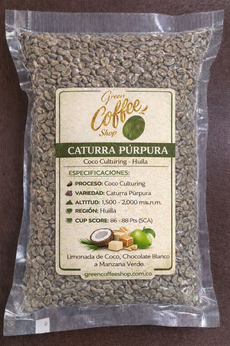 Caturra Purpura Coco Culturing - Café Verde Sin Tostar - Huila - Comercial Premium - Para Tostar