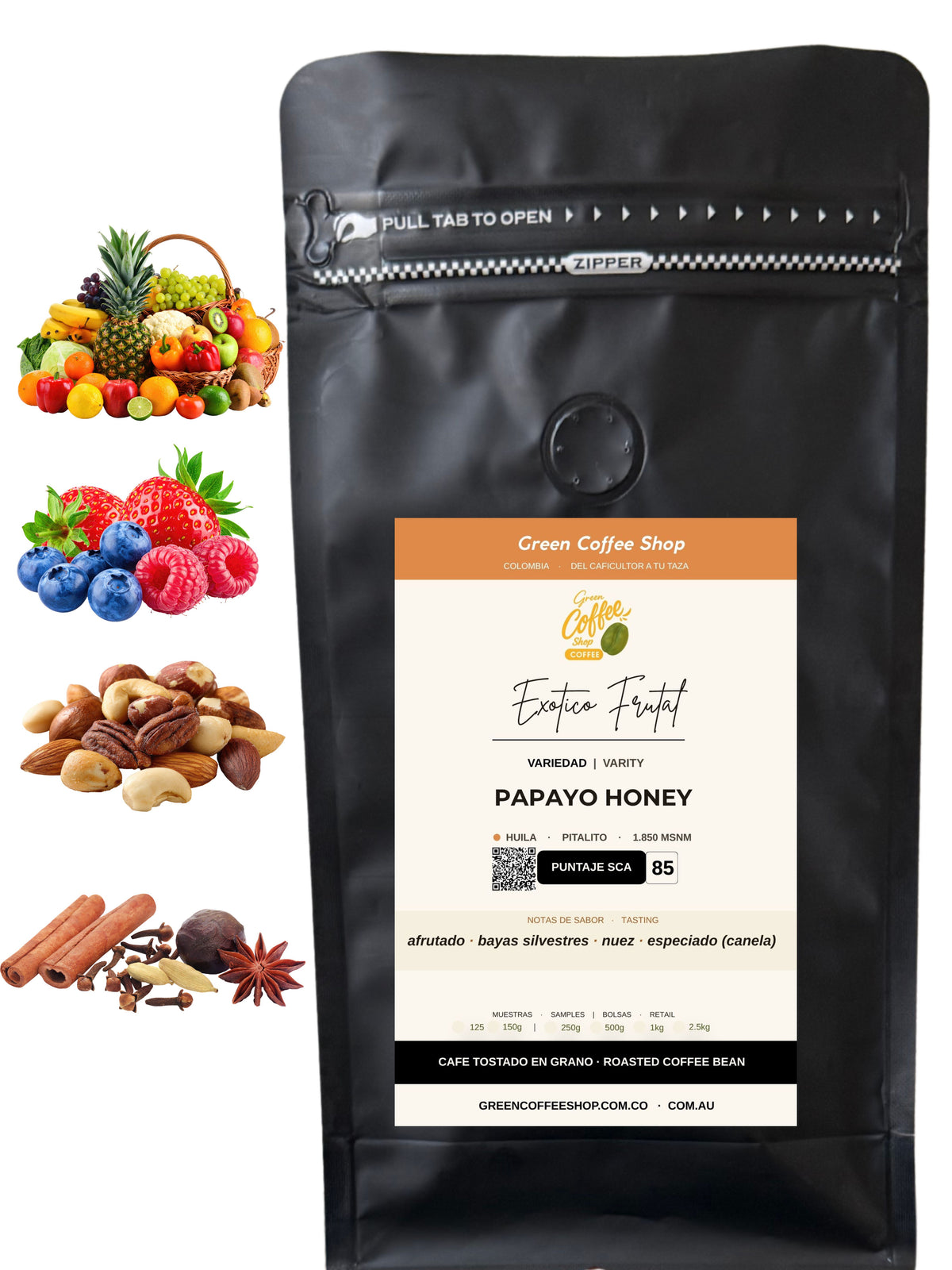 Café Papayo Honey - Tostado de Especialidad - Huila, Colombia