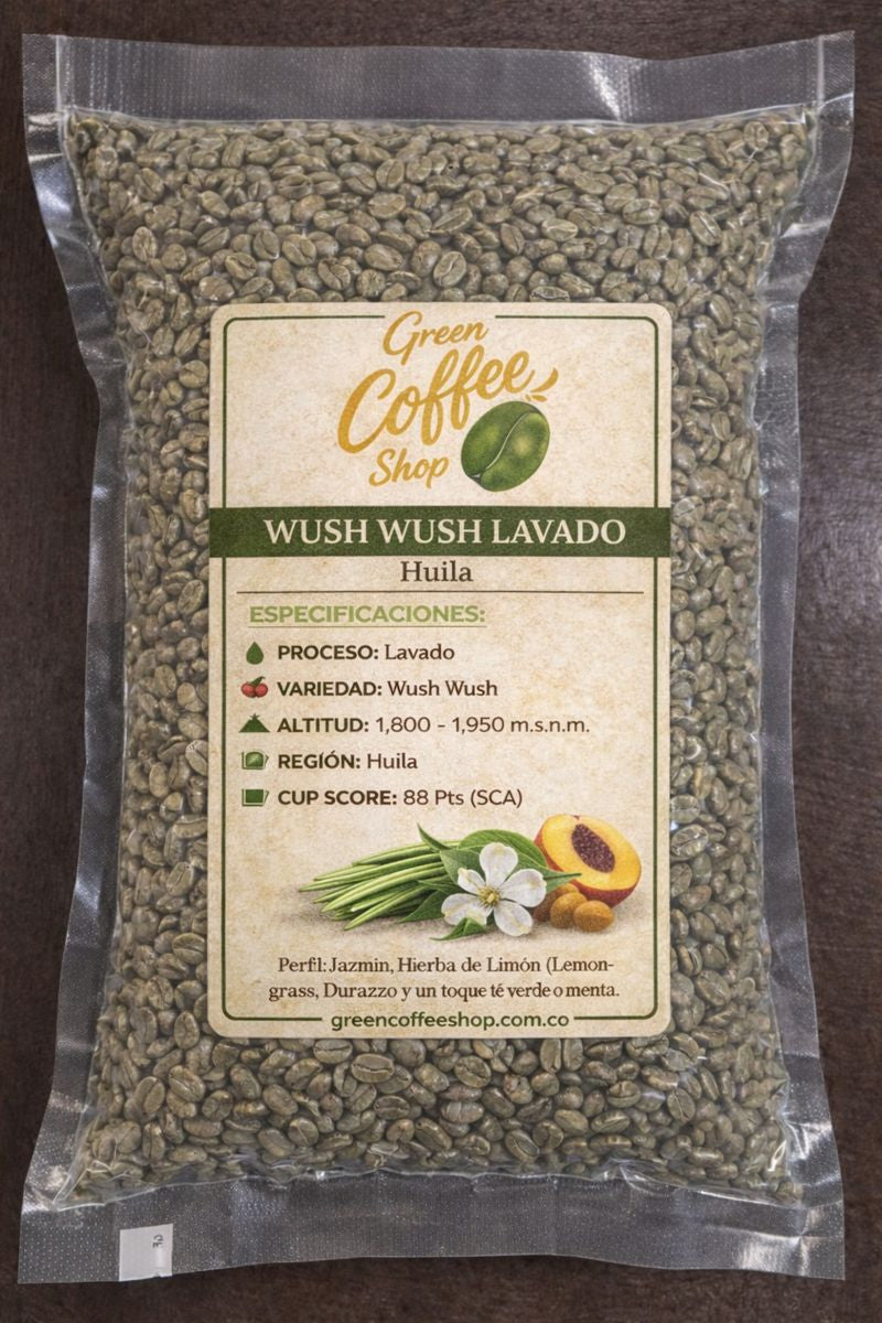 Wush Wush Lavado - Café Verde Sin Tostar - Huila - Microlote Exótico - Para Tostar